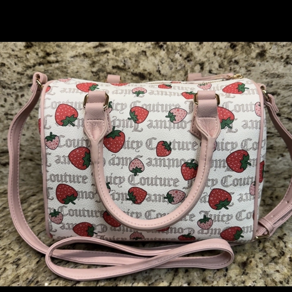 Juicy Couture Freshly Picked π Strawberry Satchel In Pecan White/pink Diam. NWT - Picture 4 of 16